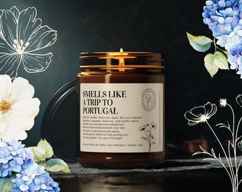Portugal Travel Candle: Custom Vacation Reveal Gift - Soy Wax