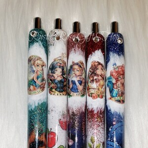 Tattooed Princess Pens With Swarovski Crystal. tinkerbell snowwhite belle cinderella ariel pens ...