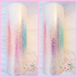 Rainbow Opal Unicorn Burst Tumbler. Personalizable #unicorn  #rainbow #opal  #glitter #holiday #gifts #giftsforher #giftsforhim