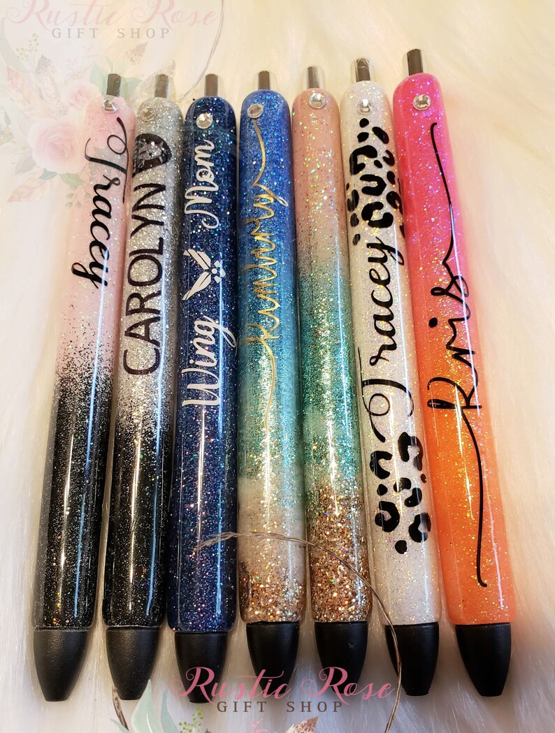 Customizable Epoxied Refillable Pens With Swarovski Crystal Etsy