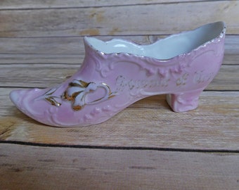 Chaussure souvenir en porcelaine victorienne - Troy, NY