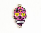 Sugar Skull Connector Charms, 26mm x 13mm - 4 pieces (879E)