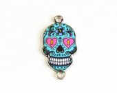 Sugar Skull Connector Charms, 26mm x 13mm - 4 pieces (879C)