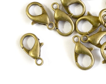 20 Lobster Claw Clasps, Bronze Tone,  14mm x 8mm (FB023)