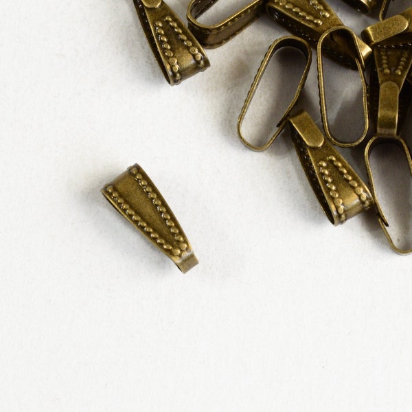 Antique Brass Toned Snap Bails, 11mm x 4mm - 30 pieces- (F153)