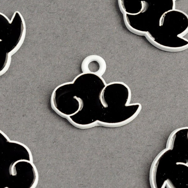 Black Cloud Charms, White Toned Metal Alloy Charms, 16mm x 18mm - 5 pieces (1506)