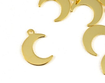 Gold Moon Charms, Crescent Moon Stainless Steel Plated, 16mm x  11mm - 6 pieces (809)