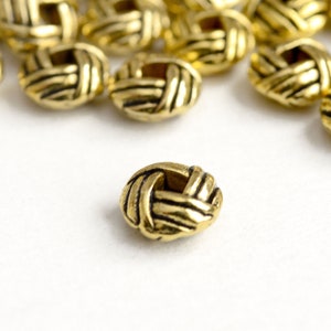 Metal Knot Beads, Gold Tone Rondelle Spacer, Rope Design, 6mm x 3mm  40 pieces (F195)
