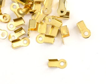 4mm x 6mm Fold-Over Antique Copper Cord Crimp with Loop #MFD112
