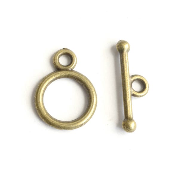 Bronze Toggle Clasps, Antique Brass Plated Clasps, 10mm - 20 sets (F039)