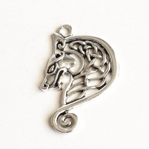 Wolf Pendant, Viking Fenrir Charm, Silver Tone, 35mm x 22mm - 2 pieces (1241)