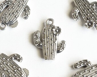 Silver cactus charm matte finish metal necklace Fashion Jewelry FancyCharm Silver cactus charm matte finish metal necklace Fashion Jewelry FancyCharm