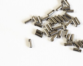 20PCS 304 Stainless Steel Cord Ends Necklace Cord Crimp End Caps 13x9mm