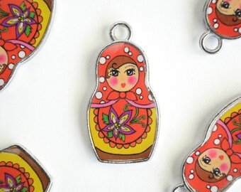 Russian nesting doll floating charms for memory lockets
