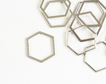 875 Platinum Tone 20mm x 17mm 10 pieces Hexagon Links