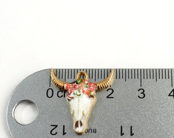 Cow Skull Charms, Colorful Printed on Gold Toned Metal, 22mm x 21mm - –  Paper Dog Supply Co