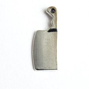 Cleaver Knife Charms, Silver Tone 23x9mm - 5 pieces (333)
