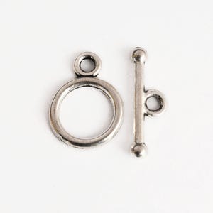 Sets Silver Toggle Clasps, Plain Smooth Necklace and Bracelet Clasp, 10mm - 10 sets (f065)