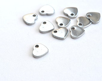 Silver Heart Charms, X-small, Stainless Steel, 6 mm x 5 mm  - 10 pieces (SB001)