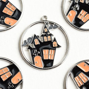 Haunted House Charm, Silver Tone, 24mm x 22mm (1727)