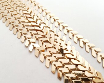 Gold Plated Arrow Chain, Gold Chevron Chain- 1 foot
