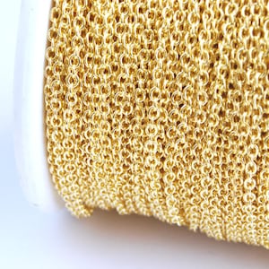 Gold Toned Cable Chain, Soldered, 2 mm x 1.5 mm links 12 feet G215-001 image 1