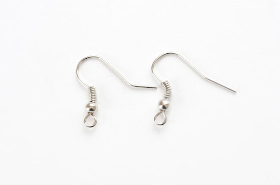 Silver Plated Finish Earwires Fish Hook Earring Findings X10 5 Pairs