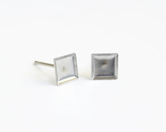 Square Earring Bezels, Stainless Steel Earring Blanks, 6mm - 10 pieces (657)