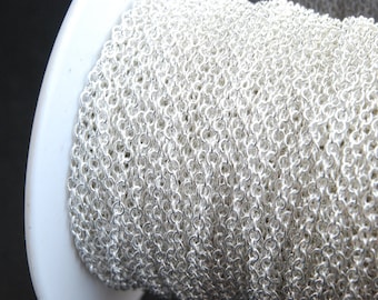 Silver Chain, Cable Chain, 2 mm x 1.5 mm links- 16 feet (S215-001)