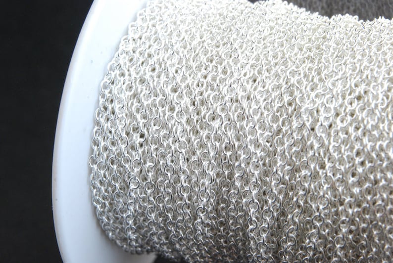 12 Feet Thin Silver Cable Chain, 2 mm x 1.5 mm links S215-001 image 1