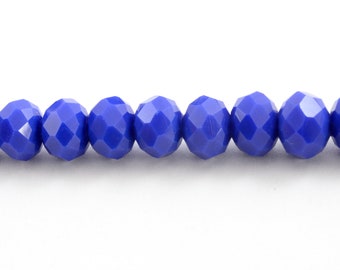 Blue Glass Beads, Faceted Rondelle Beads, Cobalt, Royal Blue Beads 8x6mm - Full Strand (361)