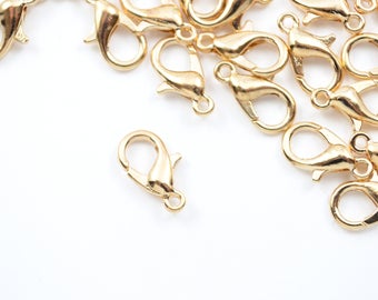 Light Gold Lobster Claw Clasps, 12mm Clasps, 20 pieces (FG034)