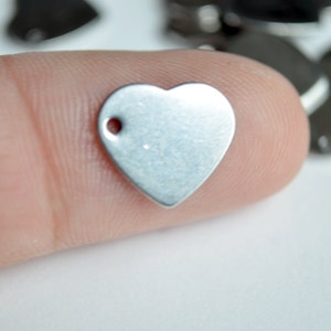 Silver Heart Stamping Blank Charms, Stainless Steel, 11 mm x 10 mm 10 pieces SB013 image 2