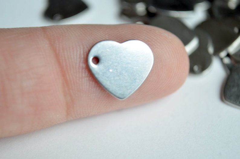 Silver Heart Stamping Blank Charms, Stainless Steel, 11 mm x 10 mm 10 pieces SB013 image 2