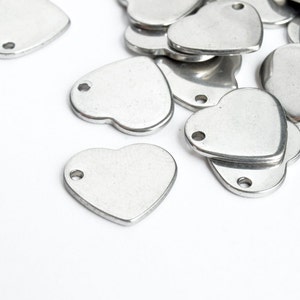Silver Heart Stamping Blank Charms, Stainless Steel, 11 mm x 10 mm 10 pieces SB013 image 1