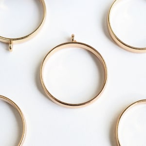 Round Open Bezel Pendant, Shiny Gold Frame Pendant, 33mm x 29mm - 4 pieces (690)