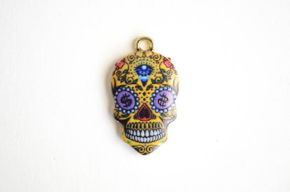 Skull Pendant Sugar Charms Colorful Enamel Charm - Sugar Skull Pendant