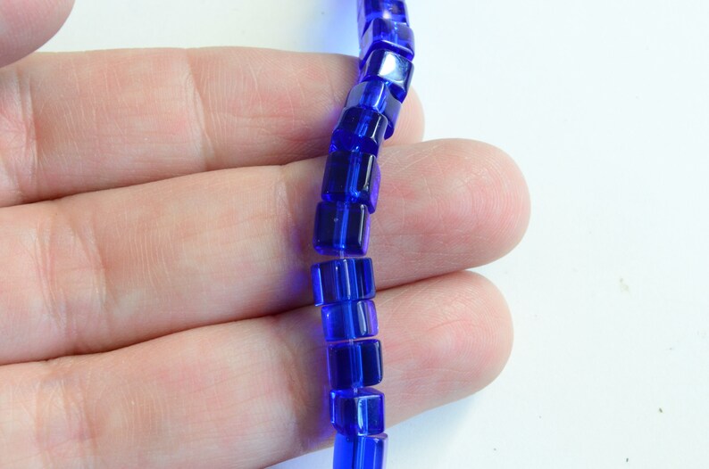 541A 5mm Strand Cube Beads Blue Square Glass Beads Strand Beads