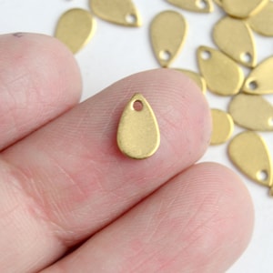 6 Gold Teardrop Stamping Charms: Stainless Steel Tags (8mm x 5mm)