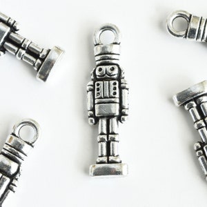 Nutcracker Charm Silver Nut Cracker Pendants 27mm - 5 pieces (455)