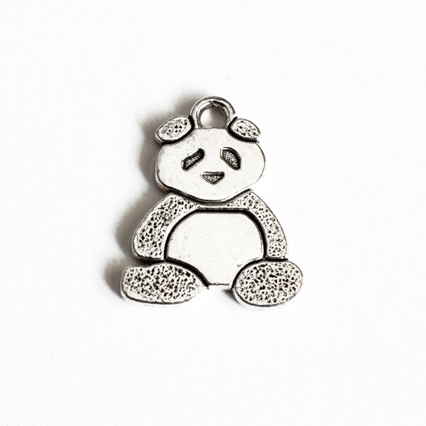 5 Panda Charms, Antique Silver Tone, 27mm x 21mm (841)