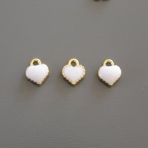 10 Pieces Pink Heart Charm, Tiny Gold Plated Enamel Heart Charm 8 mm x 7.5 mm 119GP image 4