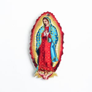 2 Virgin Mary Pendants, Acrylic Printed Our Lady Of Guadalupe Charms, 40x20mm (2161)