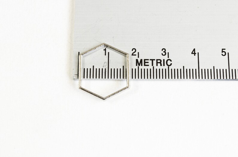 875 Platinum Tone 20mm x 17mm 10 pieces Hexagon Links
