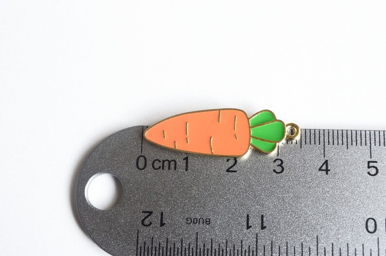 Carrot Charms Enamel Vegetable Pendant 35mm x 11mm Orange Charm