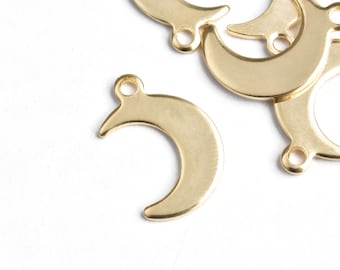 Gold Moon Charms, Crescent Moon Stainless Steel Plated, 16mm x  11mm - 5 pieces (809)