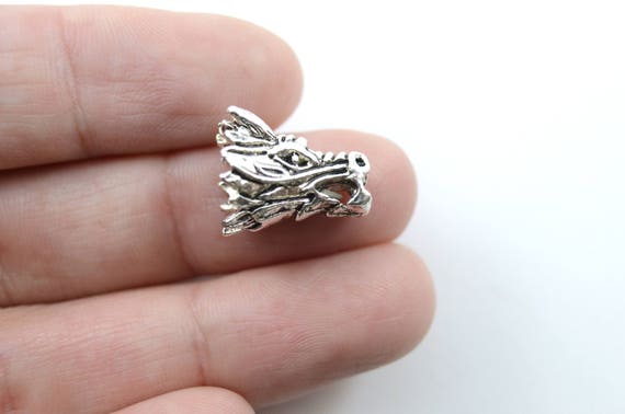 Antiqued Dragon Spinner Custom Year Stainless Steel Heart Bead Charm Antiqued Dragon Spinner Custom Year Stainless Steel Heart Bead Charm