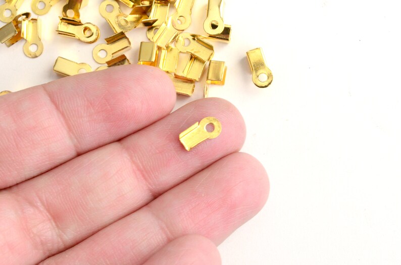 100 Gold Cord Ends Fold Over Crimp 9mm X 4mm Crimp for 3mm Etsy