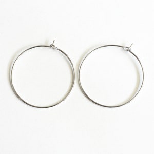 Hoop Ear Wires, Antique Silver Toned 25mm 20 pieces F085 image 1