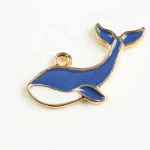 4 Whale Charms, Blue And White Enamel Ocean Pendants, 20x26mm (1810)